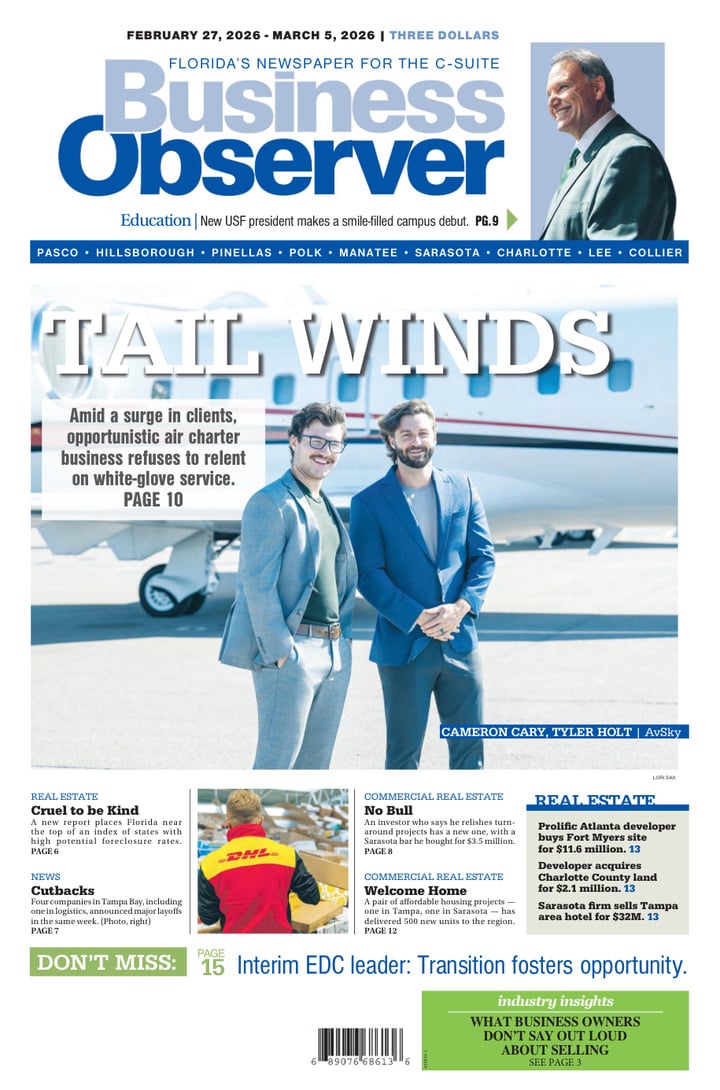 Business Observer front page — Tail Winds